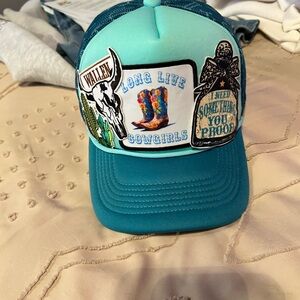 Morgan Wallen Teal Patchwork Trucker Hat